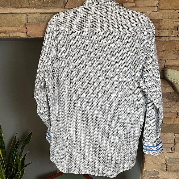 Robert Graham Mod Geometric Shirt Americana Tailored Fit Floral Paisley Blue XL - Picture 4 of 8